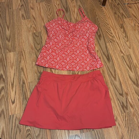 Lands’ End 2 piece Coral Tankini / skirtini set, 10 - Picture 2 of 12